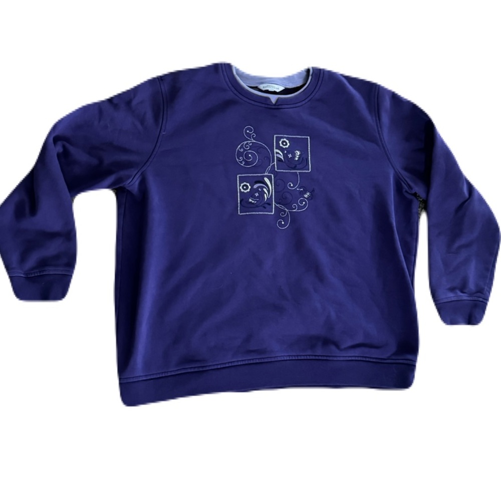 Northern Reflections Bird Flowers Sweater XL Purple